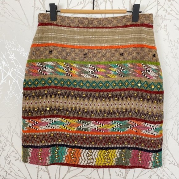 Glamorous Dresses & Skirts - NWT GLAMOROUS TALL Southwest Beaded Brown Skirt